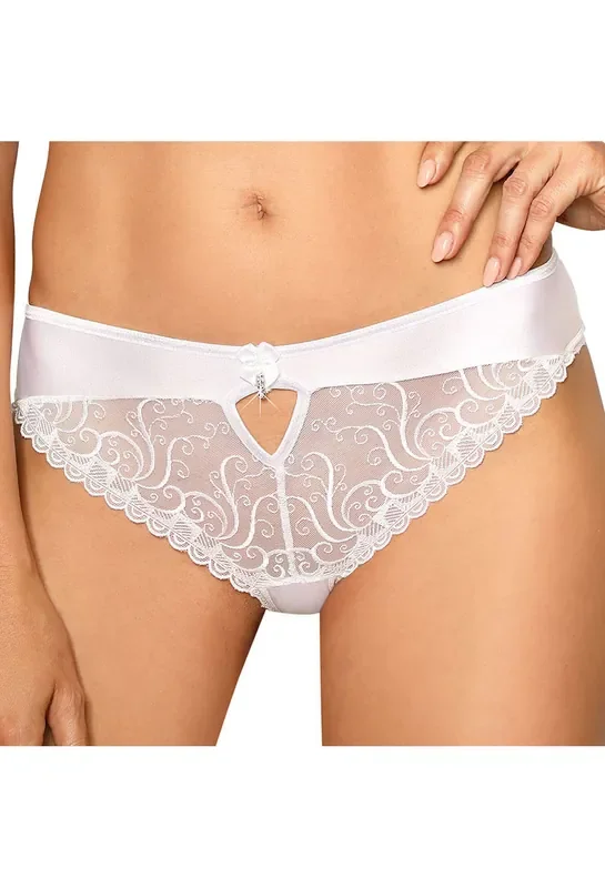Panty aus zarter Blütenspitze mit Strass-Stein – weiß