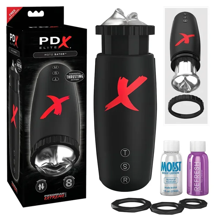 PDX Moto Bator – saugende Auf- und Ab-Lippen Masturbator (schwarz)