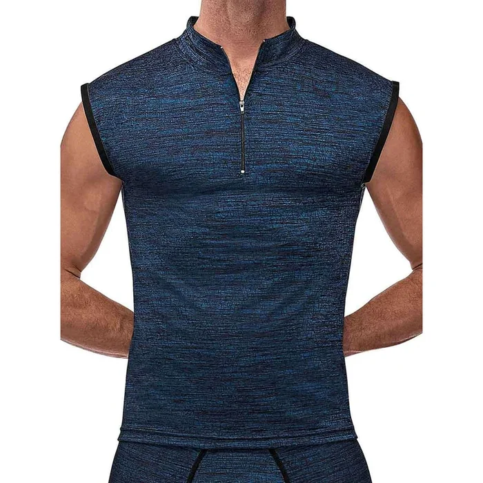 Peak Performance Zipper Muscle Tank Blue Medium