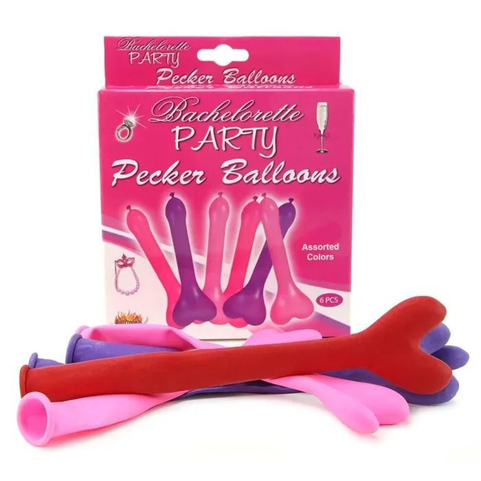 Pecker Balloons 6 Pack in Assorted Colors