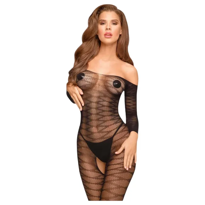 Penthouse Dreamy Diva – Zickzack-Carmen-Overall (schwarz) – XL