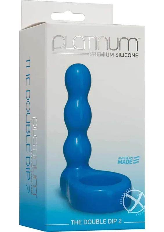 Platinum The Double Dip 2 Silicone Dual Penetration Cockring Blue
