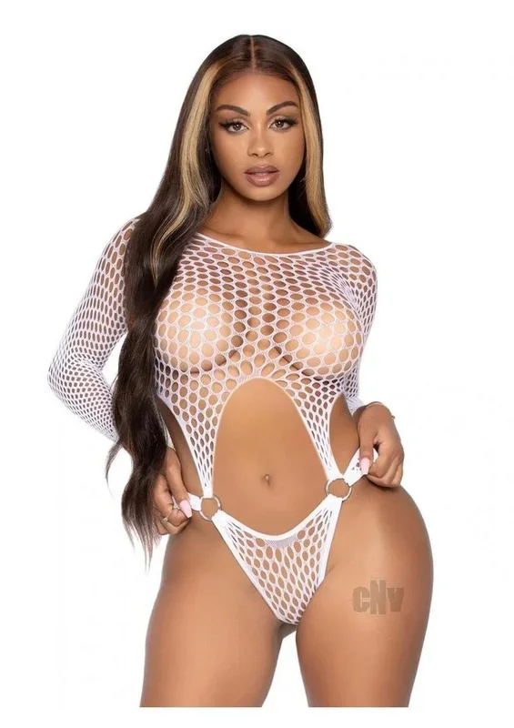 Pothole Suspender Top Bodysuit – One Size – White