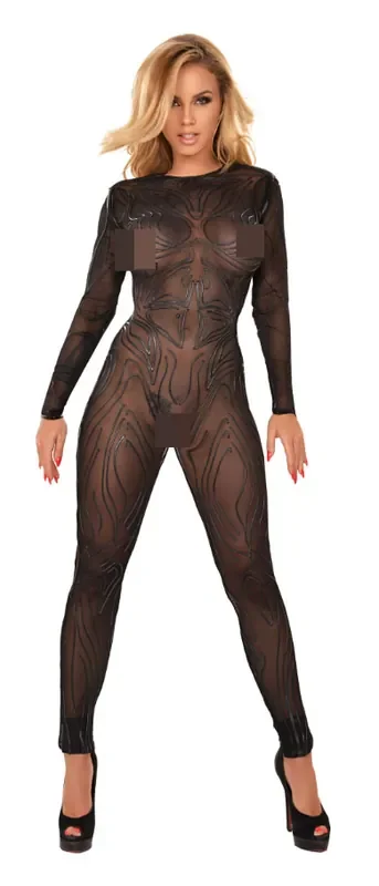Printed Datex Catsuit mit Reißverschluss