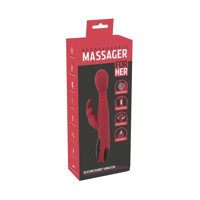 Rabbitvibrator mit Wärmefunktion – Stoßend & Wasserdicht – Rot