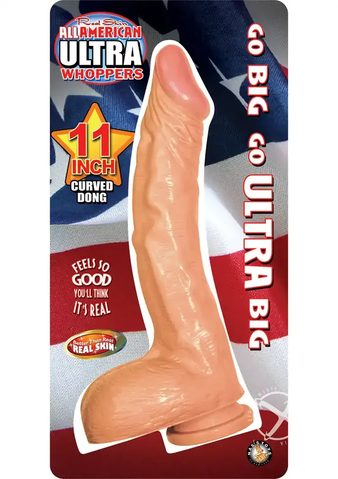 Real Skin All American Ultra Whopper 11″ Curved Dong – Flesh