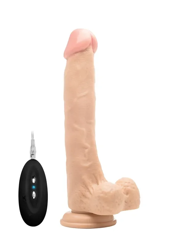 Realistischer Vibrator mit Hodensack hautfarben hell 10 Inch