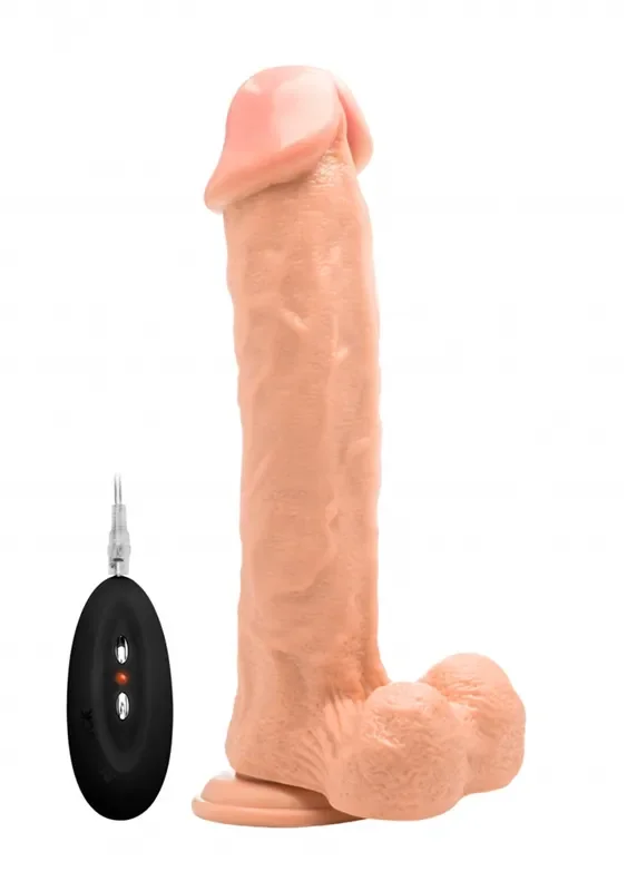 Realistischer Vibrator mit Hodensack hautfarben hell 11 Inch