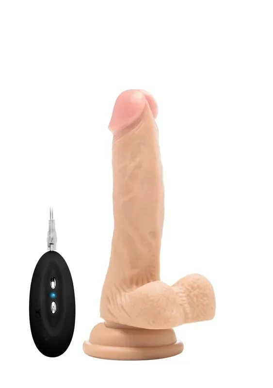 Realistischer Vibrator mit Hodensack hautfarben hell 7 Inch