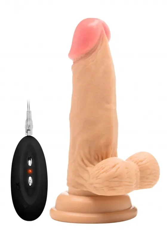 Realistischer Vibrator mit Hodensack hautfarben hell 9 Inch