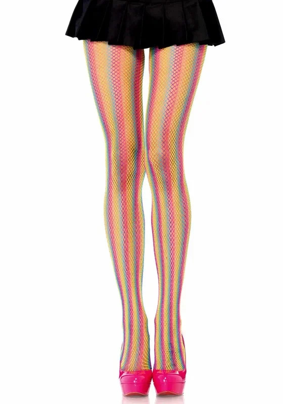 Regenbogen Fischnetz-Strumphose