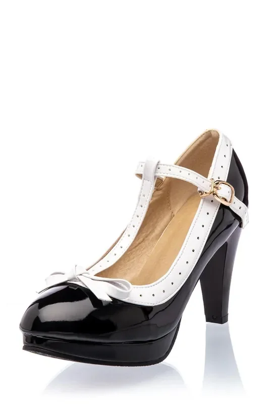 Retro T-Strap Plateau-Sandalette