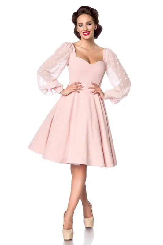Retrokleid mit langen Ärmeln rosa