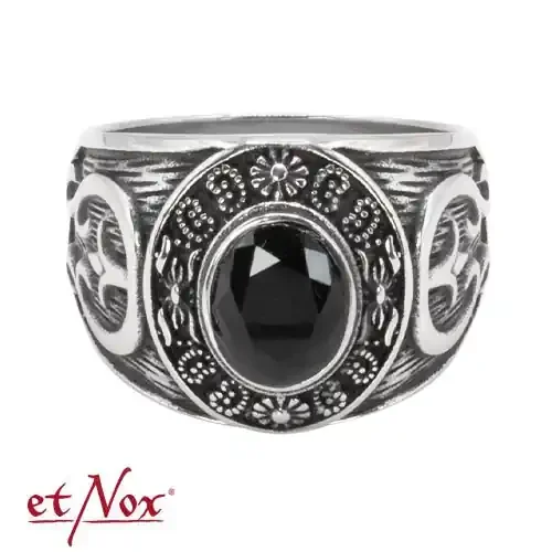 Ring „Victorian Gothic“ Edelstahl mit Stein