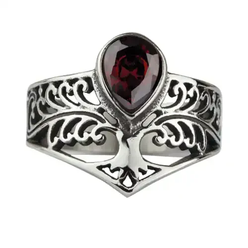 Ring ‘Lebensbaum mit Tropfen‘ Edelstahl