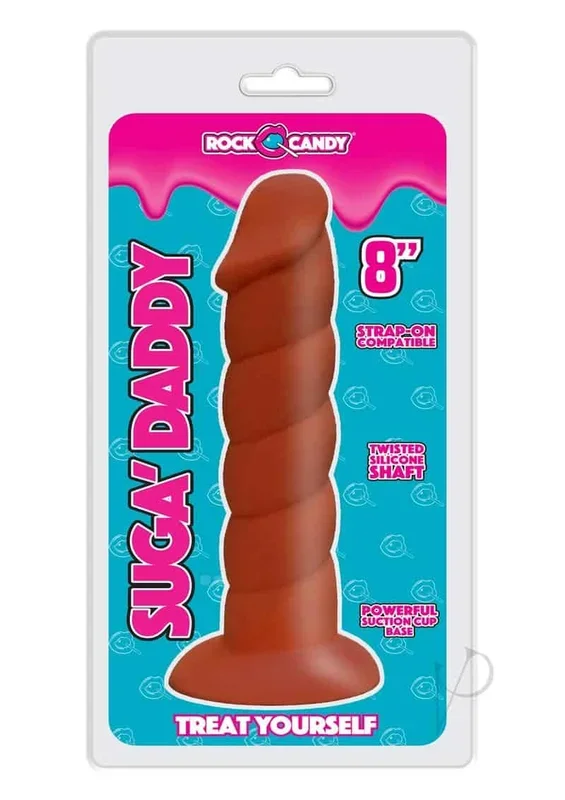 Rock Candy Suga Daddy Silicone Dildo – 8″ Chocolate