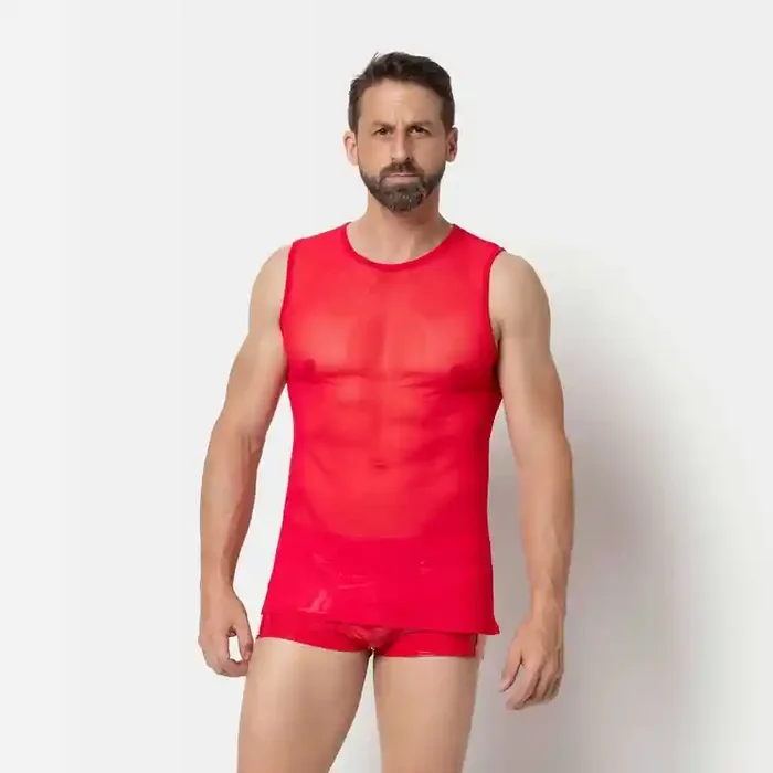 Rotes Netz-Tanktop