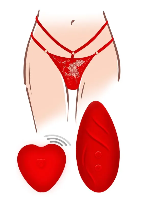 Rotes Set aus Spitzenslip mit Stimulator