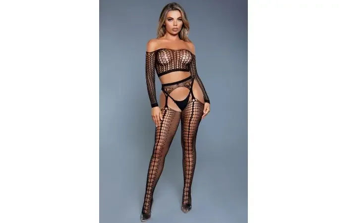 Schulterfreies Bodystocking-Set
