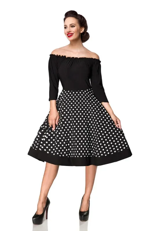 Schulterfreies Retrokleid mit Tellerrock