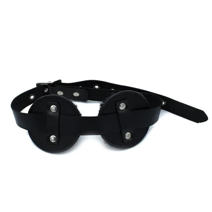 Schwarze Augenbinde aus Leder mit verstellbaren Augenklappen