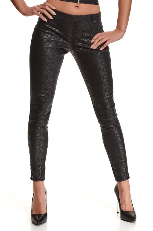 schwarze Leggings in Wetlook-Optik mit Gürtelschlaufen