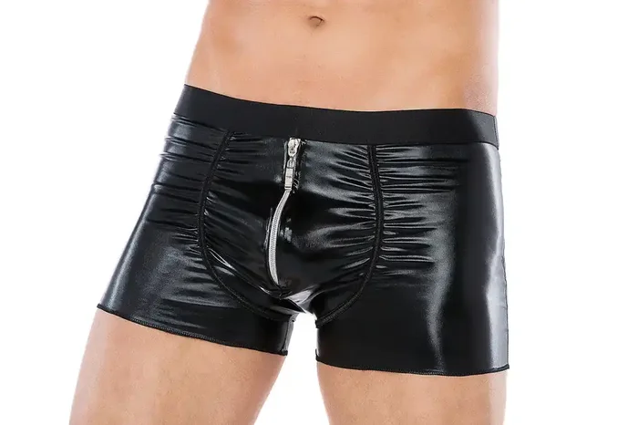 Schwarze Wet-Look-Boxershorts