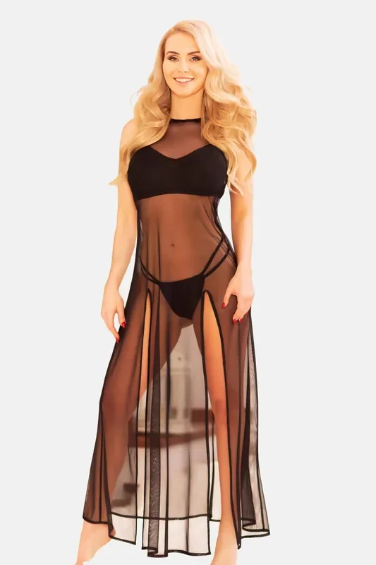 Schwarzes langes Nachtkleid