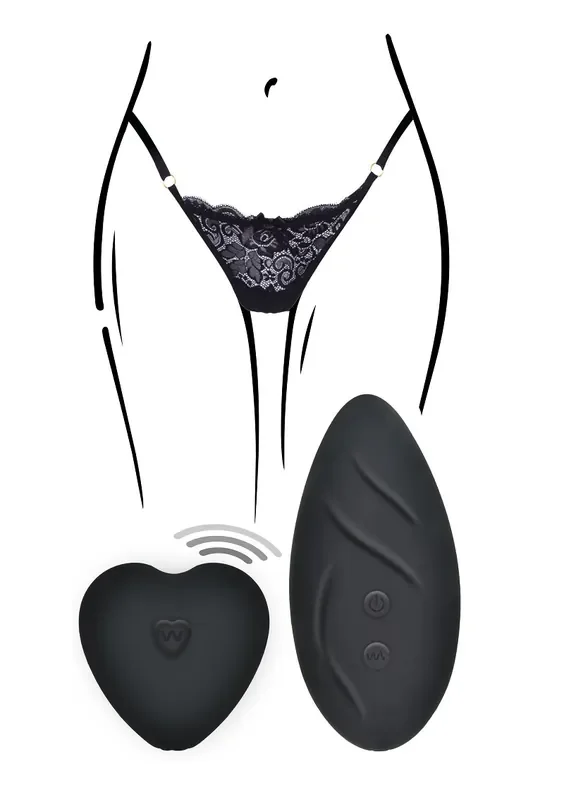 Schwarzes Set aus Spitzenslip mit Stimulator