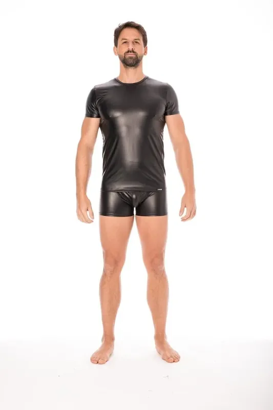 schwarzes Wetlook T-Shirt