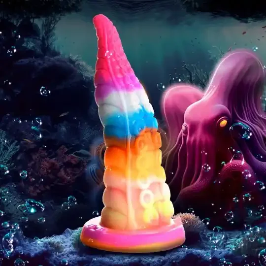 Selbstleuchtender Silikondildo ‘Bunte Tentakel‘