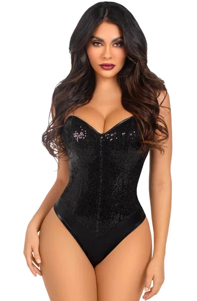 Sequin Corsagen-Body Schwarz