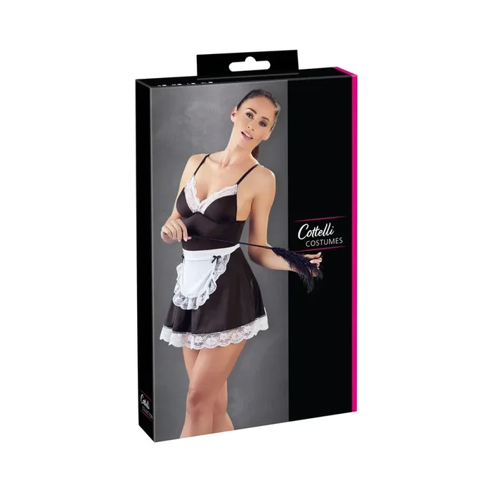 Servierkleid – Minikleid mit Hüftschürze – Schwarz/Weiß – Größe XL