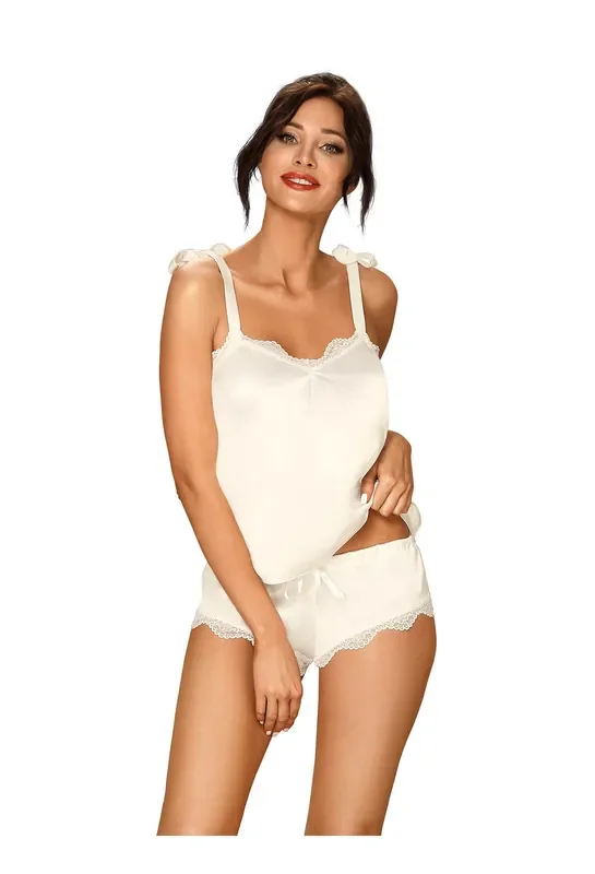 Set aus Top und Panty mit Spitze – weiß
