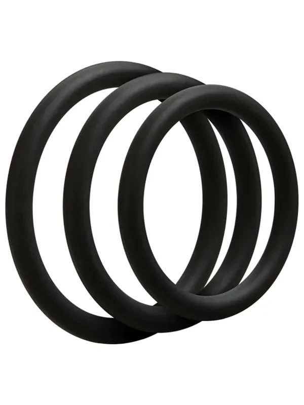Set mit 3 Penisringen aus Silikon in Schwarz