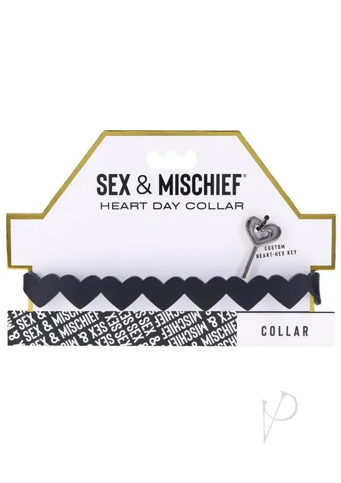Sex & Mischief Heart Day Collar Black
