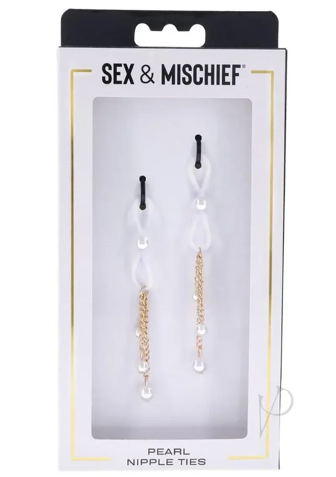 Sex & Mischief Pearl Nipple Ties White/Gold