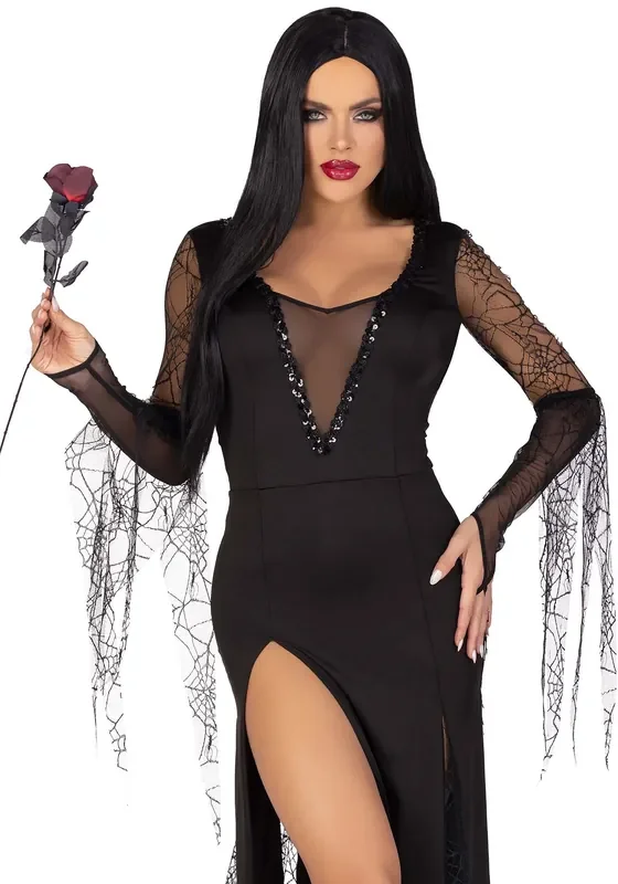 Sexy Kleid mit Spinnenetzärmeln (Grösse L)