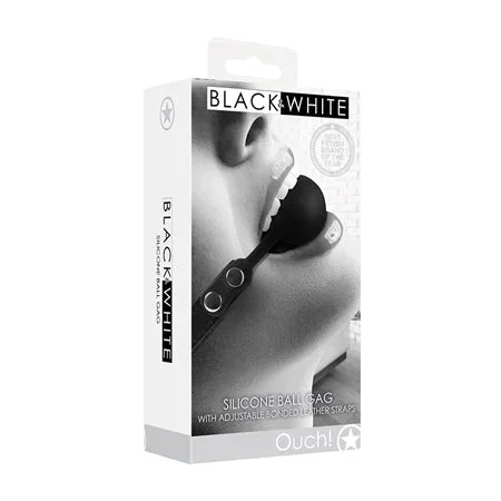 Shots Ouch Black & White Silicone Ball Gag – Black