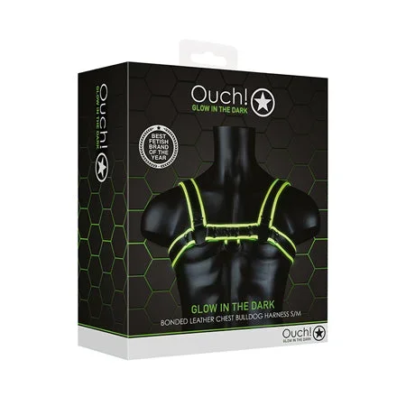 Shots Ouch Chest Bulldog Harness – Glow in the Dark S/M