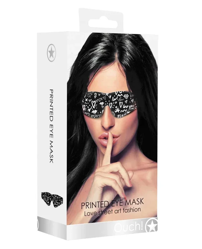 Shots Ouch Love Street Art Fashion Printed Eye Mask – Black