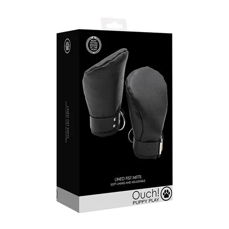 Shots Ouch Puppy Play Lined Fist Mitts – Black