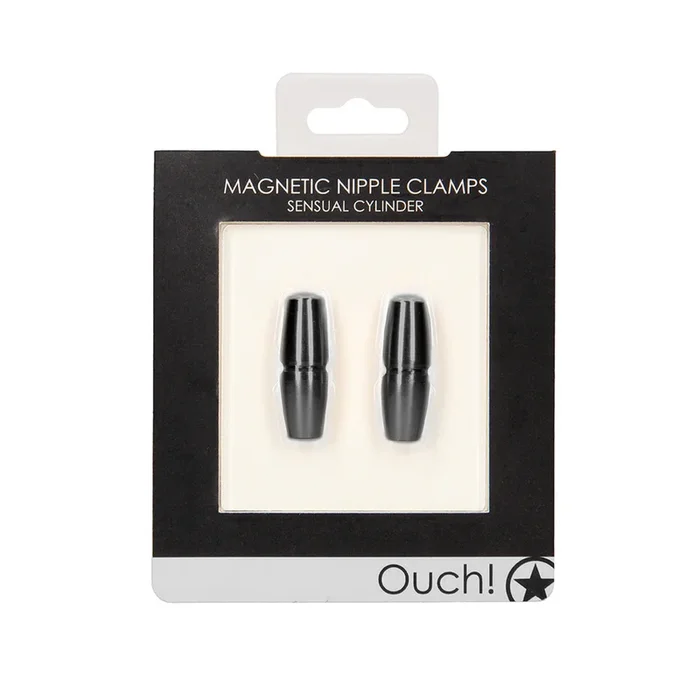 Shots Ouch Sensual Cylinder Magnetic Nipple Clamps – Black