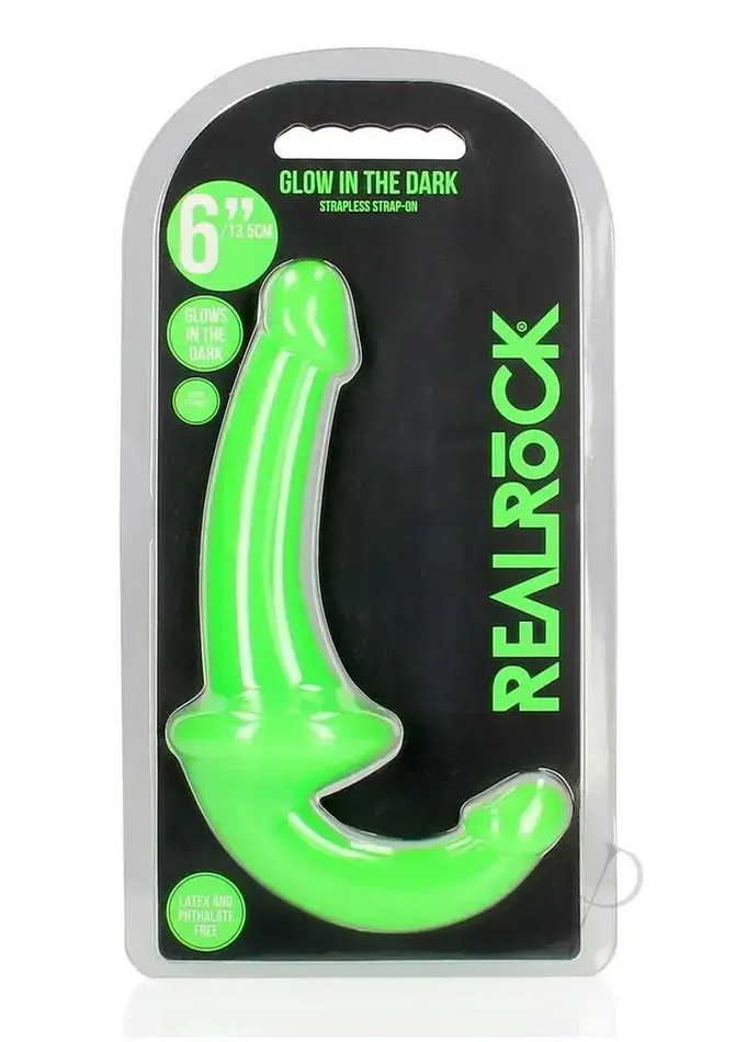 Shots RealRock 6″ Strapless Strap On Glow in the Dark – Neon Green