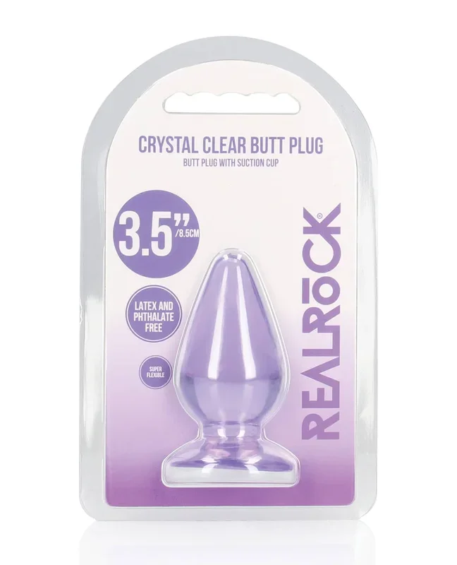 Shots RealRock Crystal Clear 3.5″ Anal Plug – Purple