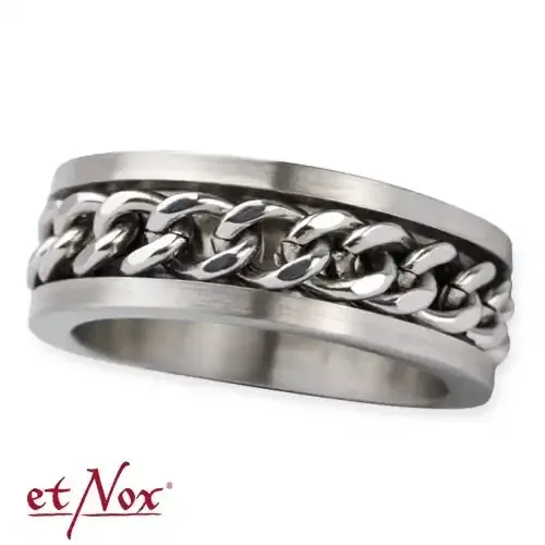 Silberner Ring mit Gliederkette