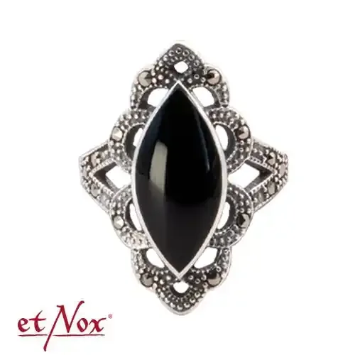 Silberring ‘Black Marcasite‘ mit Onyx