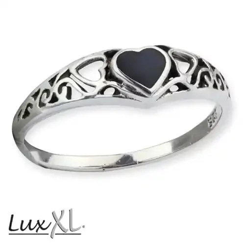 Silberring schwarzes Herz