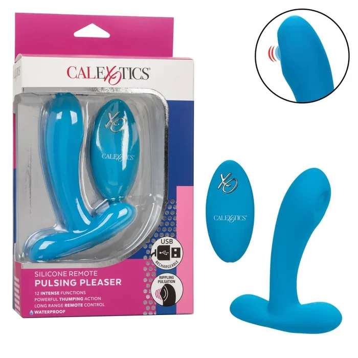 Silicone Pulsing Pleaser w/Remote – Blue