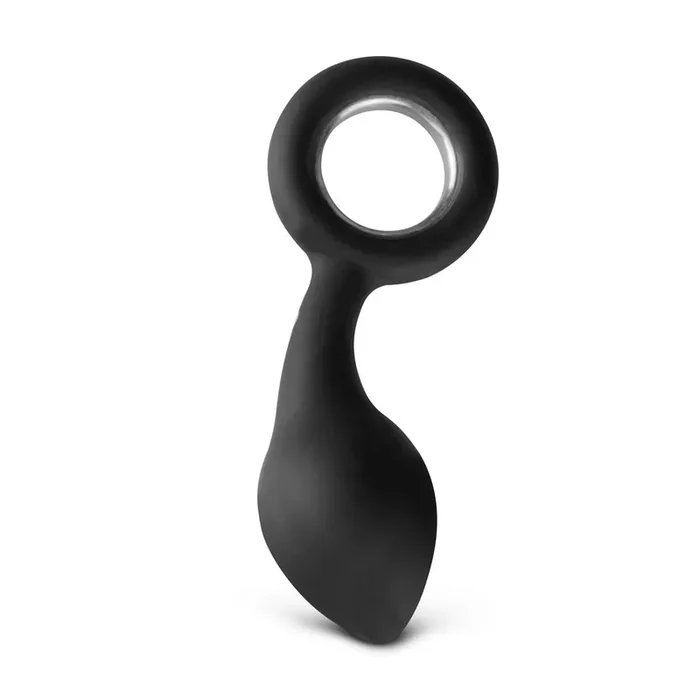 Silikon Analplug mit Zugring – schwarz